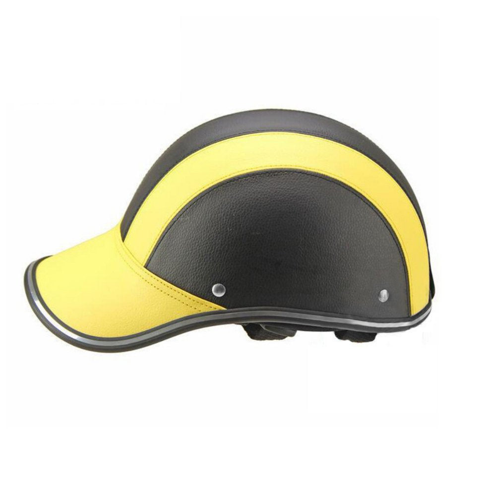 Ame Bike Half Helmet Baseball Cap Bicycle Helmet Quick Release Buckle Cap Hat Helmet ABS Leather Cycling Safety Helmet for Adult Men Women Teens Black