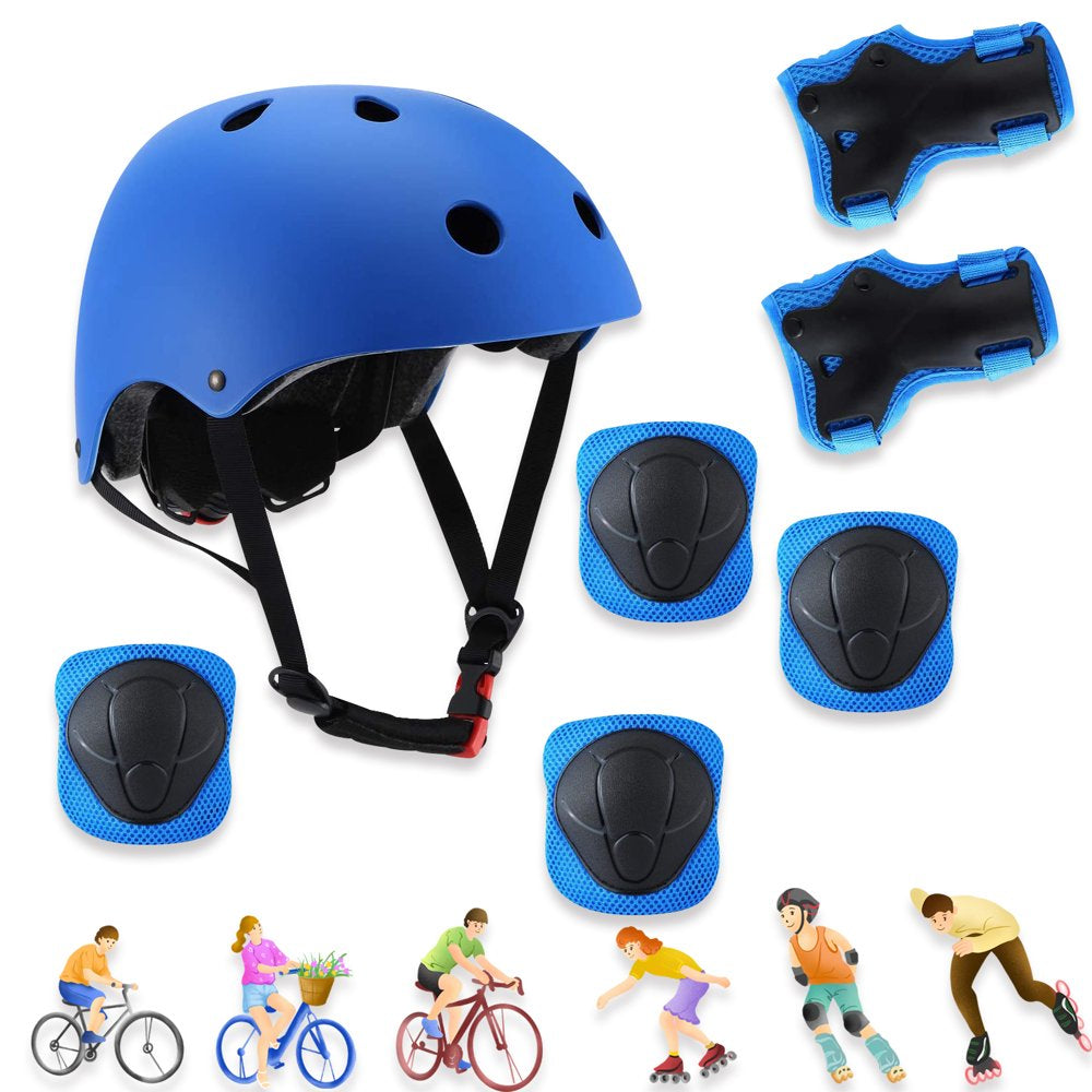 Adjustable Skateboard Helmet with Protective Gear Knee Pads Elbow Pads Wrist Pads for Boys Girls Age 3-10, Kid'S Pink Helmet Set for Bike, Skateboard, Roller Outdoor Sports