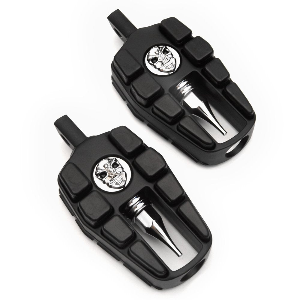 Adjustable Highway Foot Pegs Skull Footrest Compatible with Harley Davidson FLHXXX Street Glide Trike 2010-2011, 1 Pair, Black