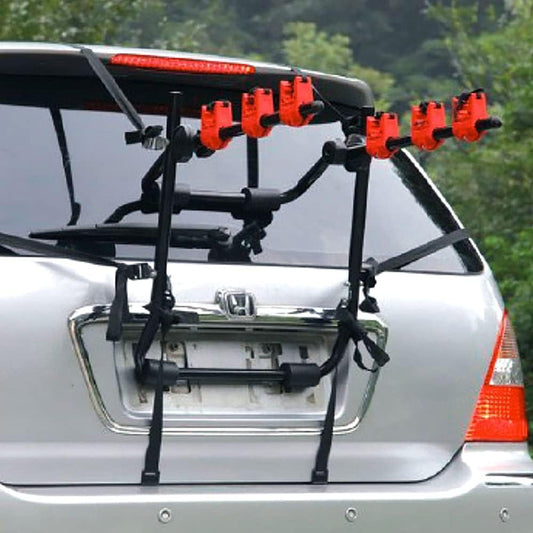 3-Bike Trunk Rack with Fix Strap Trunk Mount Bicycle Rack, Bike Holder Compatible with Most Sedans Hatchbacks Minivans and SUVs