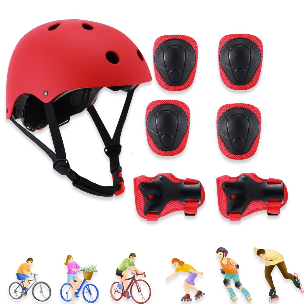 Adjustable Skateboard Helmet with Protective Gear Knee Pads Elbow Pads Wrist Pads for Boys Girls Age 3-10, Kid'S Pink Helmet Set for Bike, Skateboard, Roller Outdoor Sports