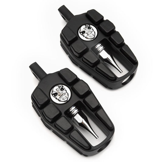 Adjustable Highway Foot Pegs Skull Footrest Compatible with Harley Davidson FLHXXX Street Glide Trike 2010-2011, 1 Pair, Black