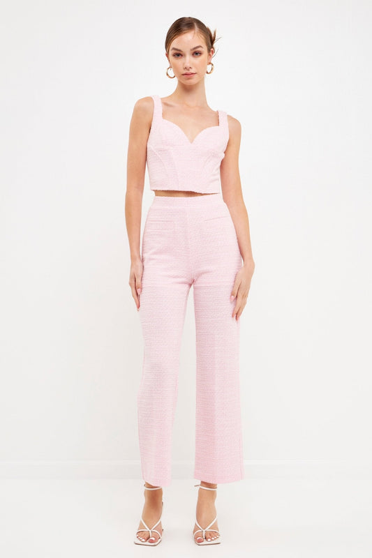 Tweed Bustier Corset Top Pink